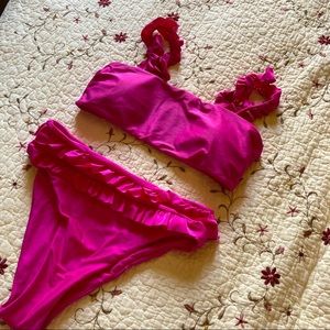 Shein Hot pink/magenta ruffle bikini